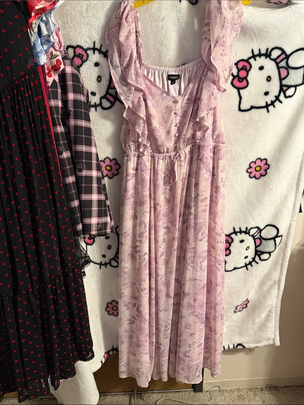 torrid Light Lavender Floral Ruffle Maxi Dress